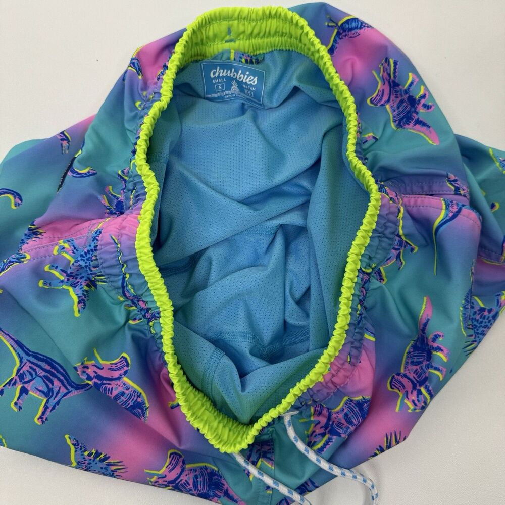Chubbies Swim Trunks Mens 5.5 Inch Blue Pink Dino Brief Mesh Liner Small - Picture 5 of 9
